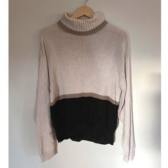 Garland Sweaters - Vintage Garland Turtleneck Sweater Multicolor Size M Oversized Colorblock Knit